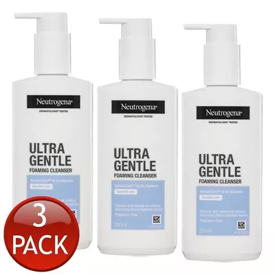 3 X Neutrogena Ultra Gentle Foaming Cleanser 200mL Dermatologist Tested • $53.17