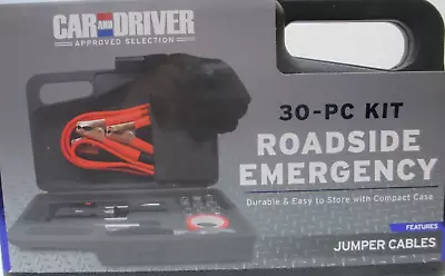 Car & Driver Auto Emergency Kit 30 Pieces Roadside Tools Jumper Cables Case NEW • $29.69