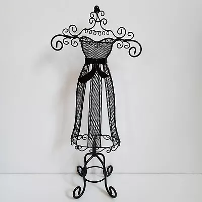 Black Mini Metal Wire Dress Form Jewelry Stand Holder Display 17 X8  • $17.99