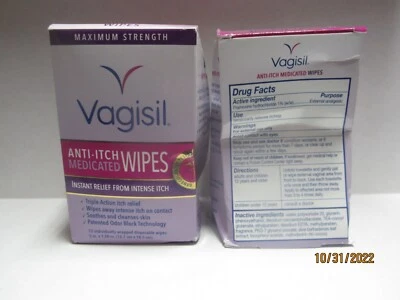 $12.99 • Buy Vagisil Anti-itch Medicated 12ct Wipes LOT OF TWO (2)!