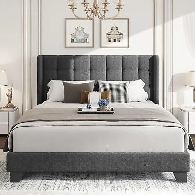 Full/Queen/King Size Upholstered Platform Bed Frame With Box-Tufted Headboard • $219.99