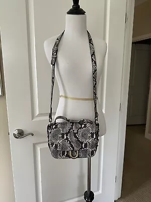 J. Crew Harper Grayscale Shine Snake Embossed Leather Crossbody Bag • $47