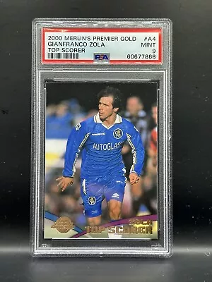 £60 • Buy 2000 Merlin’s Premier Gold Granfranco Zola #A4 PSA 9 Mint Football Card