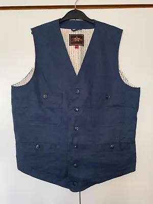 Mens Joe Browns Waistcoat Size 40 Blue Linen • £14.99