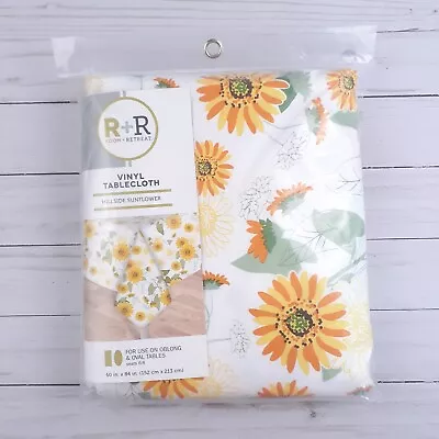 Vinyl Tablecloth Spring Hillside Sunflower Camping Picnic Party 60x84 • $12.99