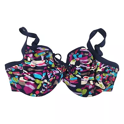 Panache Pebbles 30HH Bikini Top Underwire Navy Print Bra Sized New Without Tags • $19.99