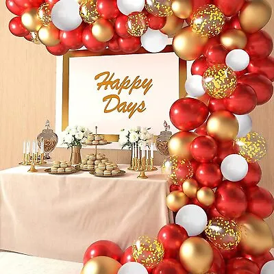$14.19 • Buy Balloon Garland Wedding Birthday Valentine's Party Red Gold Balloons Arch Kit