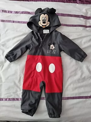 Primark / Disney Mickey Mouse Fleece Lined Puddle Suit / Waterproof All In One • £6