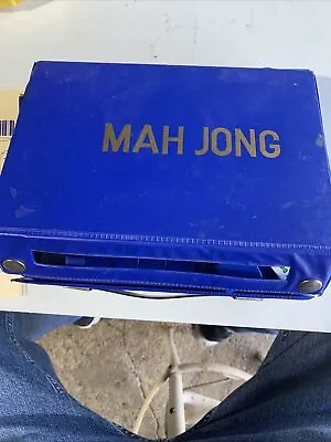 Vintage Mah Jongg National League Set Travel Case Blue Back Tiles Mahjong • $25