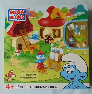 Mega Bloks Papa Smurf Figure Mushroom House Building Toys 10709 Smurfs 2010 • $100