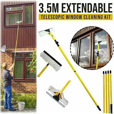 £14.99 • Buy Large Window Cleaning Washing Kit Equipment With Pole & Squeegees Cleaner Clean