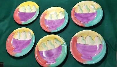 VTG Pottery THE CELLAR FRUIT PLACE Set Of 6 Plates 8” MACYS • $60