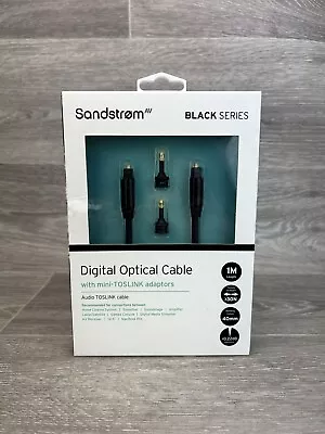 Sandstrom Digital Optical Cable W/ Mini-TOSLINK Adaptors Black Series Brand New • £8.99