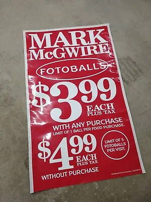 Vintage 1998 McDonald's Mark McGwire Fotoballs Banner Sign Display Poster Sleeve • $25.99