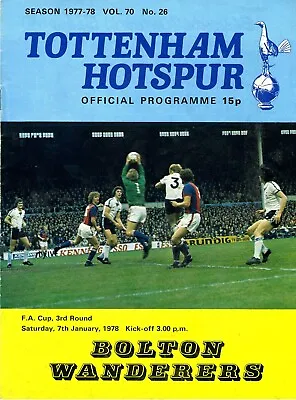 £3.05 • Buy Match Day Programme TOTTENHAM V BOLTON WANDERERS Season 1977 - 78