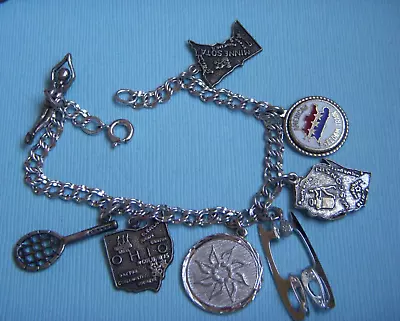 Vintage 7  Sterling Charm Bracelet With Sterling Charms • $9.99