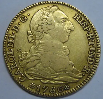 1786 Madrid 4 Escudos Charles Iii Gold Doubloon Caribbean Chop Mark Colonial Era • $1350