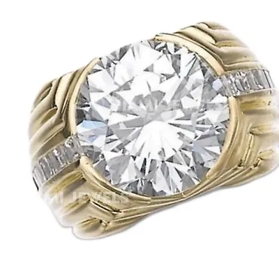 Half Bezel 5Ct Round Diamond Simulated Men's Pinky Ring 14k Yellow Gold Silver 9 • $299