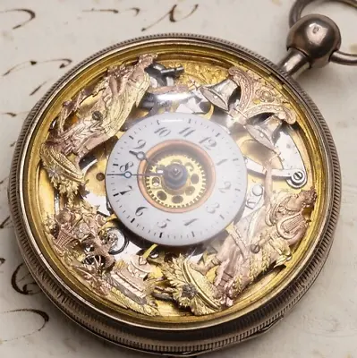 Skeletonized JACQUEMART AUTOMATON REPEATER VERGE FUSEE Antique Pocket Watch • $5400