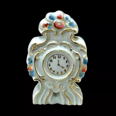 Miniature Porcelain Mantle Clock Figurine Vintage Made In Occupied Japan 4 Inch • $10.88