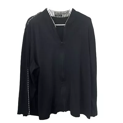Vikki Vi  Women’s Full Zip Stretch Jacket Size 2x Black Stripe Sleeve Trim • $19