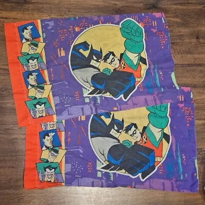 2 Vtg 1995 90s Batman & Robin Pillowcase Pillow Cases Joker Riddler Purple DC  • $17.99