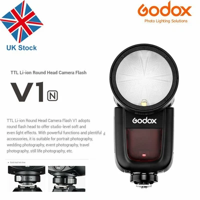 £205 • Buy UK Godox  V1 TTL 1/8000s HSS With Battery Speedlite Round Head Flash For Nikon