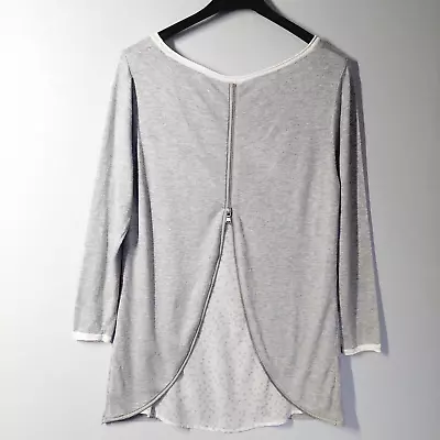 Mint Velvet Womens Jumper Size 10 Grey Knit With Back Zip Detail Layered Stretch • £15.99