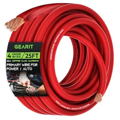 4 Gauge Wire 25ft Red Translucent Copper Clad Aluminum Cca Primary Automotive  • $36.77