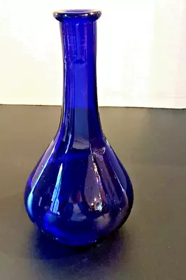 Antique Cobalt Blue Cut Glass Barber Bottle N. Wapler NY 7” Tall No Stopper • $35