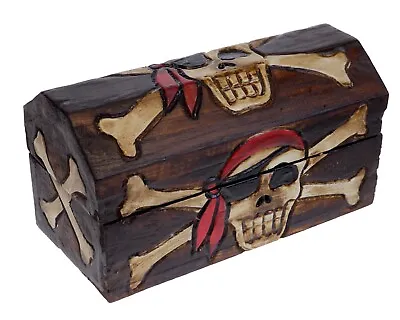 Wooden Pirate Chest Small Treasure Storage Case Box Black Gift Idea Kids Gift • £19.95