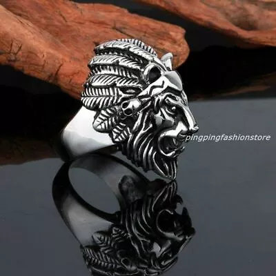 Cool Motor Jewelry Stainless Steel Silver Lion Head Biker Men's Rings Size 8-13 • $9.99