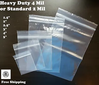 2-4Mil Clear Small Plastic 1.5x 2x 3 4 5  Zip Reclosable Top Lock Jewelry Bag • $7.84