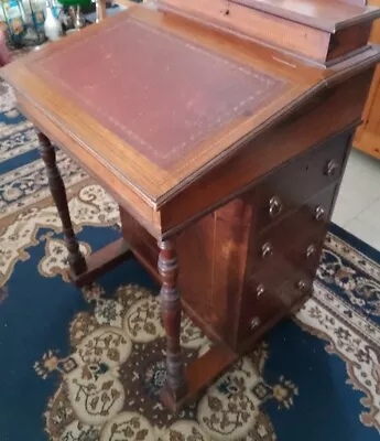 Davenport Hard Wood Inlaid Desk 4 Draw H. 89.5 Cm X L. 54 Cm X W. 51.5 Cm • £95