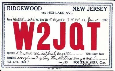 $6.02 • Buy QSL  1937 Ridgewood NJ    Radio Card