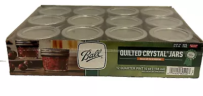 Ball 4oz Quilted Crystal Jelly Regular Mouth Jars W Lids And Bands Case Of 12 • $23.99