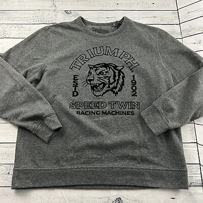 Triumph Motorcycles Lucky Brand Pullover Crewneck Sweatshirt Men's XXL Gray • $49.49