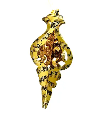 Beautiful Vintage Sheet Music Die Cut Ornament Gold Glitter 7  Folding LOOK • $14.95