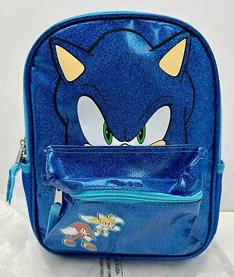Sonic The Hedgehod Mini Toddler Backpack Blue Glitter Sparkle Zipper • $21.99