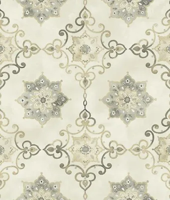 Art Deco Wallpaper Moroccan Tile Wallpaper Metallic Wallpaper Silver Gold  • $35.99