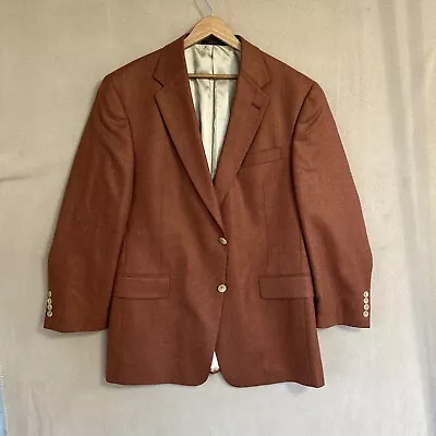 43R Hart Schaffer Marx Burnt Orange Silk Type Fabric Blazer Jacket Sport Coat • $45