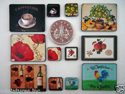 £2.95 • Buy DOLLS HOUSE MINIATURE 4 TABLE PLACE MATS & COASTERS Real Cork Back Choose Design