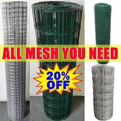 £32.46 • Buy NEW PVC Coated Wire Mesh Fencing Green Galvanised Garden Fence Welded Wire Mesh