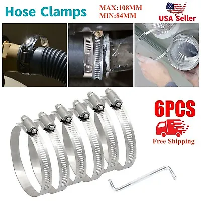 4inch Adjustable Hose Clip Stainless Steel Duct Clamp Worm Gear Clip Drive Clamp • $11.40