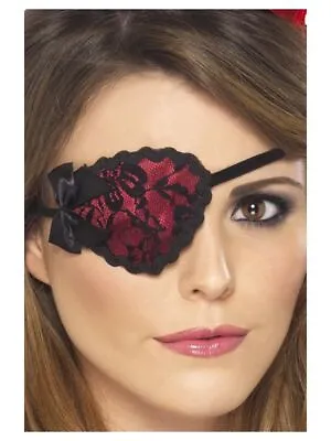 NEW Red Pirate Eyepatch Swashbuckler Ladies Halloween Fancy Dress Accessories • £3.99