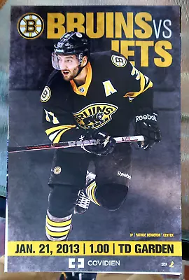 Vintage BOSTON BRUINS Vs Winnipeg Jets POSTER 01/21/2013 - PATRICE BERGERON • $17.50