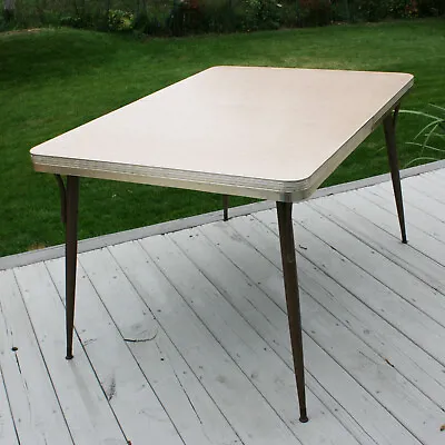 Vintage Formica Kitchen Dinner Table Dinette Retro Atomic Age Wood Grain Diner • $200