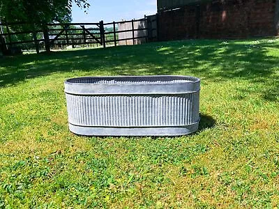 London Ornaments Small Vintage Ribbed Design Metal Oval Tub Planter • £26.32