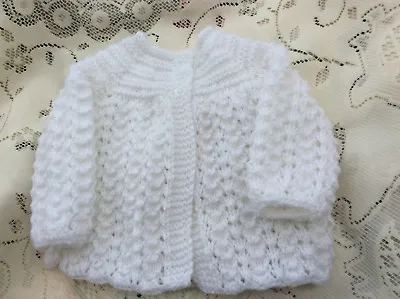 Brand New Hand Knitted White Matinee Jacket • £6.75