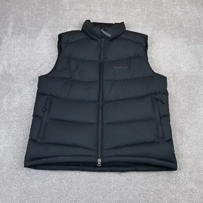 Marmot Vest Mens Large Black Puffer 650 Fill Down Insulated Full Zip Sleeveless • $78.95